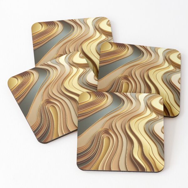 Item preview, Chic Gold and Bronze Colour Abstract Waves Pattern designed and sold by Gaborai.