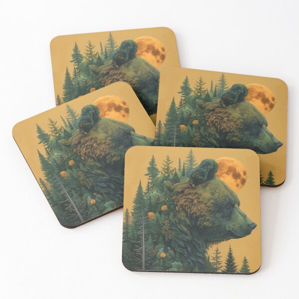 Item preview, Mountain Bear with Orange Moon designed and sold by MossyBurrow.