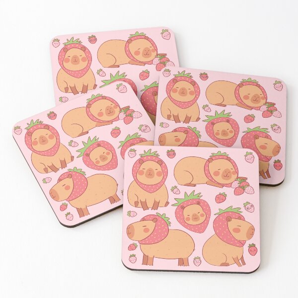 Item preview, Cute capybara strawberry pattern  designed and sold by Yaragold.