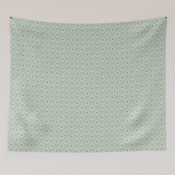 Item preview, Retro Aqua Green Floral Pattern designed and sold by SamJanner.
