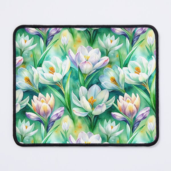 Item preview, White and green crocus pattern watercolor art - trending spring fashion design designed and sold by patterncrow.