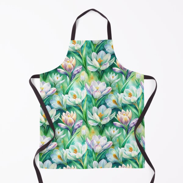 Item preview, White and green crocus pattern watercolor art - trending spring fashion design designed and sold by patterncrow.