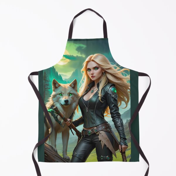 Item preview, Space Wizard Aurelia "The Golden One" & her Wolf Circe, fantasy art pic designed and sold by PineappleBlend.