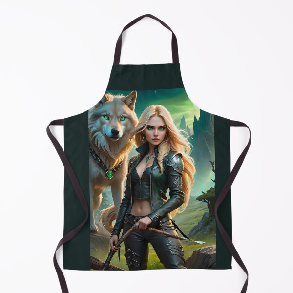 Item preview, Space Wizard Aurelia "The Golden One" & her Wolf Circe, 2 fantasy art pic designed and sold by PineappleBlend.