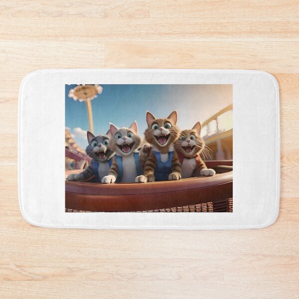 Item preview, Carnival Cat-astrophe: Four Furry Friends on a Roller Coaster Ride designed and sold by tacustomgraphix.