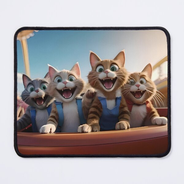 Item preview, Carnival Cat-astrophe: Four Furry Friends on a Roller Coaster Ride designed and sold by tacustomgraphix.
