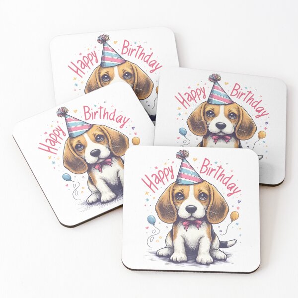 Item preview, Cute beagle puppy Dog Happy Birthday Party designed and sold by TomFrontierArt.