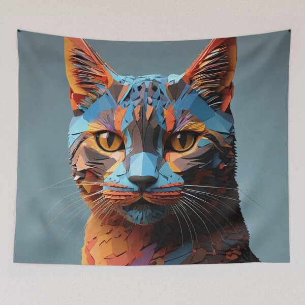 Item preview, Abstract cat face in multicolor. designed and sold by Swingfroglet.