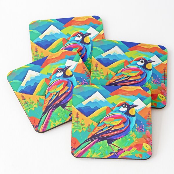 Item preview, Mountain Rainbow: Vibrant Bird Painting designed and sold by Health And Fitness Posts e-Store.