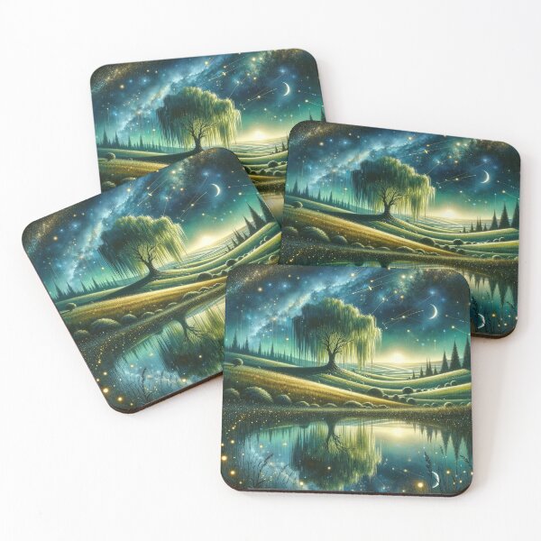 Item preview, Willow tree under a star-filled night's embrace designed and sold by KZUP247.