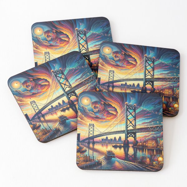 Item preview, Surreal twilight over iconic, vibrant bridge designed and sold by KZUP247.