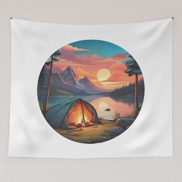 Item preview, Mountain Campfire Cartoon Decal (963) designed and sold by WASjourney.