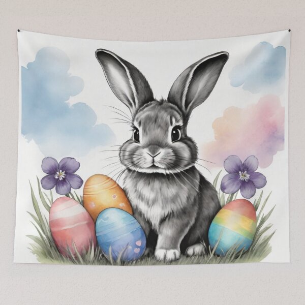 Item preview, Colorful Festive Easter Eggs Easter Bunny Spring Flowers Version 209 designed and sold by DreamingAwake1.