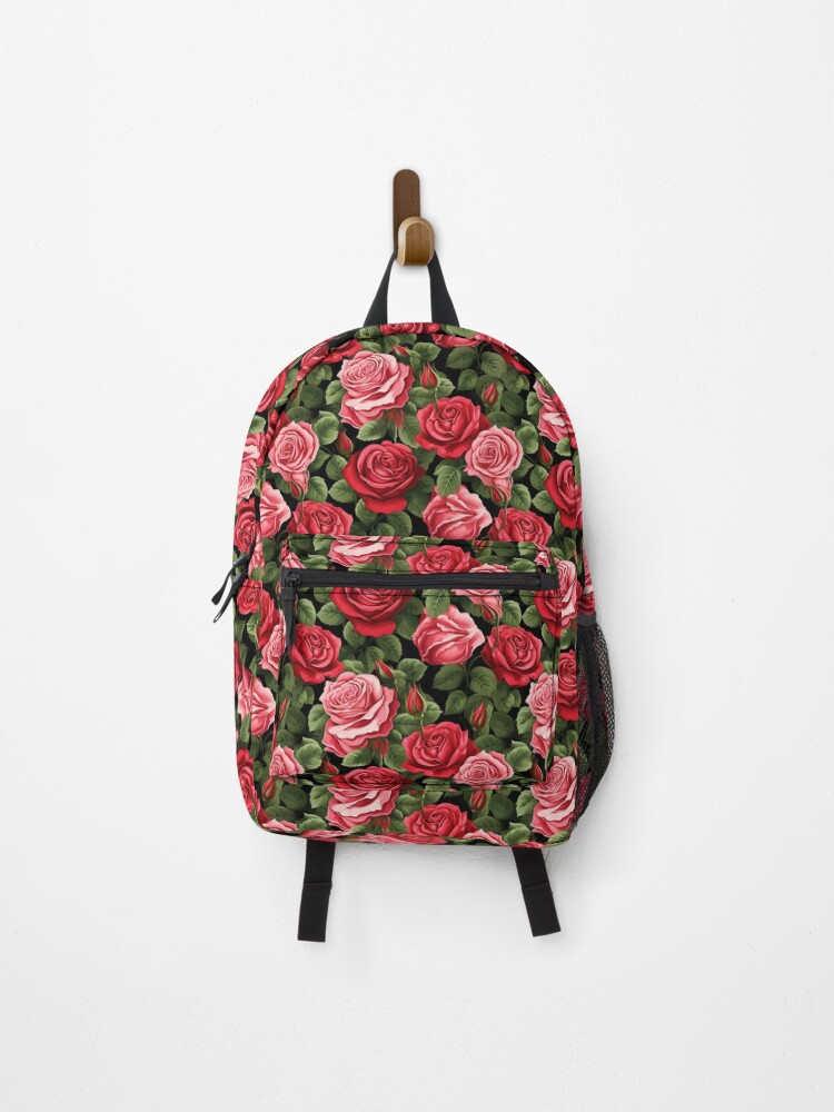Thumbnail 1 of 3, Backpack, Red & Pink Roses Seamless Pattern designed and sold by CreatureHouse95.
