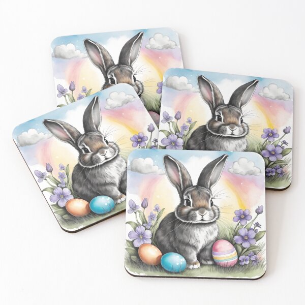 Item preview, Colorful Festive Easter Eggs Easter Bunny Spring Flowers Version 210 designed and sold by DreamingAwake1.