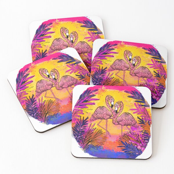 Item preview, Cute tropical flamingos, mandala style, watercolor designed and sold by Drawmecute.