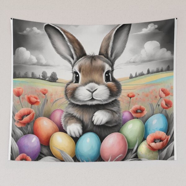 Item preview, Colorful Festive Easter Eggs Easter Bunny Spring Flowers Version 211 designed and sold by DreamingAwake1.