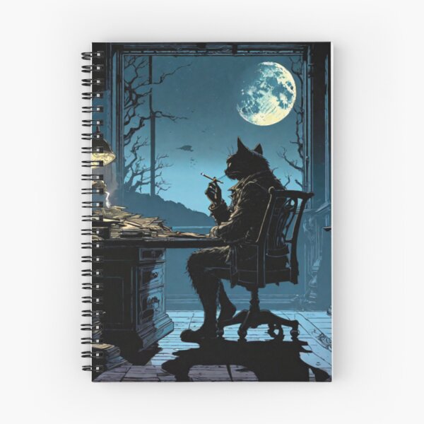 Item preview, A cat with a cigarette in his office in front of the moon designed and sold by relaxbito.