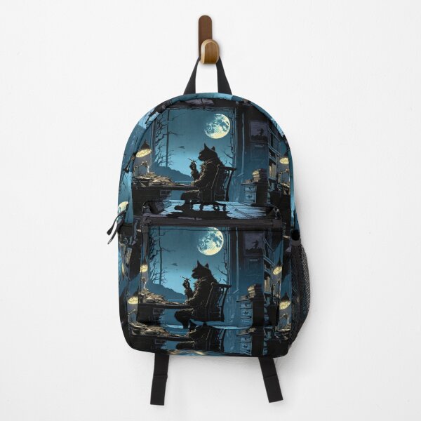 Item preview, A cat with a cigarette in his office in front of the moon designed and sold by relaxbito.