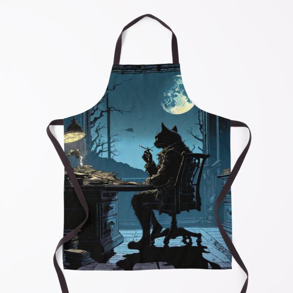 Item preview, A cat with a cigarette in his office in front of the moon designed and sold by relaxbito.