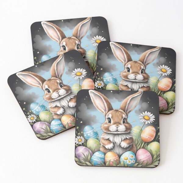 Item preview, Colorful Festive Easter Eggs Easter Bunny Spring Flowers Version 212 designed and sold by DreamingAwake1.
