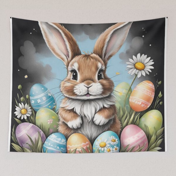 Item preview, Colorful Festive Easter Eggs Easter Bunny Spring Flowers Version 212 designed and sold by DreamingAwake1.