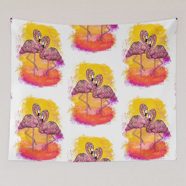 Item preview, Cute tropical flamingos, mandala style, watercolor designed and sold by Drawmecute.