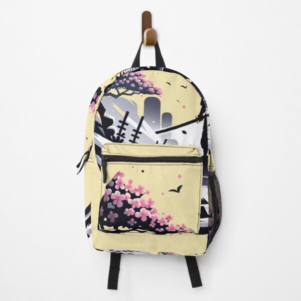 Item preview, Japanese landscape with samurai, katana, cherry blossoms, modern style designed and sold by Pflugart.