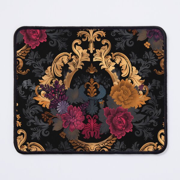 Item preview, Golden Baroque Elegance - Luxurious Floral Damask on Black Background designed and sold by David Balzen.