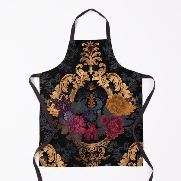 Item preview, Golden Baroque Elegance - Luxurious Floral Damask on Black Background designed and sold by David Balzen.