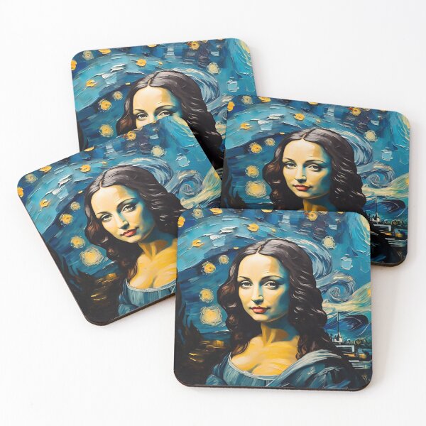 Item preview, Mona Lisa in Starry Night: A Fusion of Masterpieces designed and sold by OnlyClassicArt.