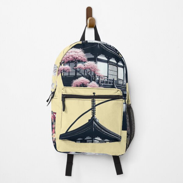Item preview, Japanese landscape with geisha, pagoda, cherry blossoms, modern style designed and sold by Pflugart.