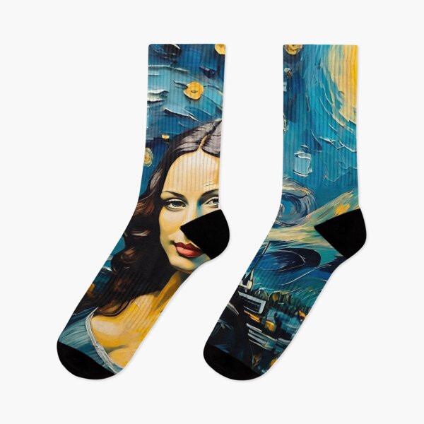 Item preview, Mona Lisa in Starry Night: A Fusion of Masterpieces designed and sold by OnlyClassicArt.