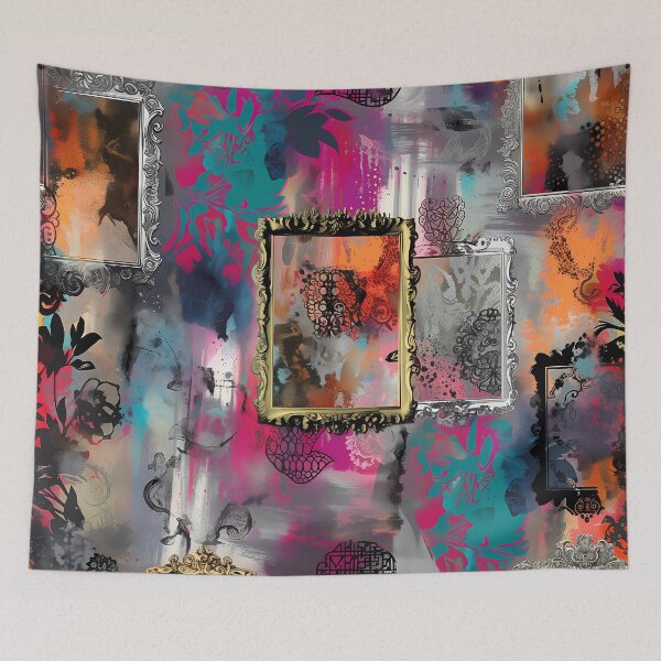Item preview, Abstract Artistic Chaos - Contemporary Fusion of Vintage Frames and Graffiti designed and sold by David Balzen.
