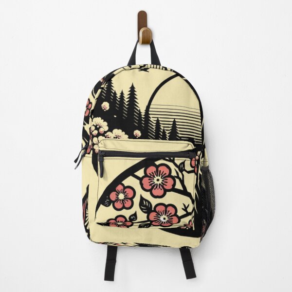 Item preview, Japanese landscape with geisha, pagoda, cherry blossoms, modern style designed and sold by Pflugart.