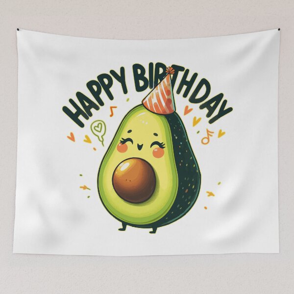Item preview, Cute Kawaii Avocado Fruit Happy Birthday Party designed and sold by TomFrontierArt.