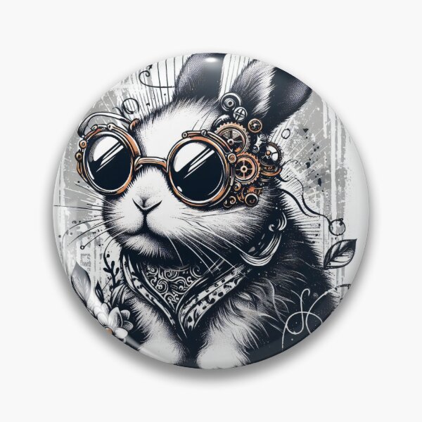 Item preview, black and white rabbit wearing sunglasses designed and sold by Mechanical-Artt.