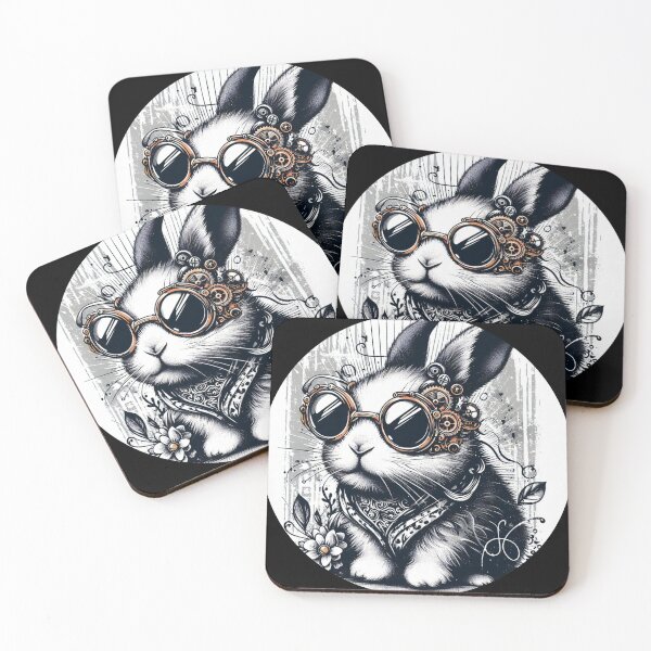 Item preview, black and white rabbit wearing sunglasses designed and sold by Mechanical-Artt.
