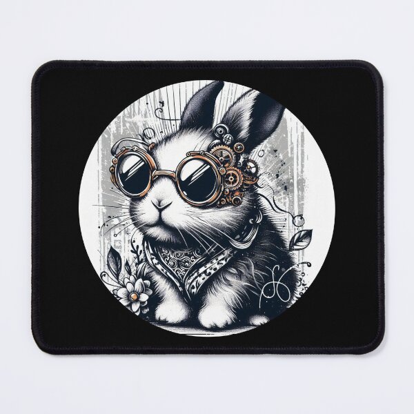 Item preview, black and white rabbit wearing sunglasses designed and sold by Mechanical-Artt.