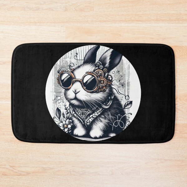 Item preview, black and white rabbit wearing sunglasses designed and sold by Mechanical-Artt.