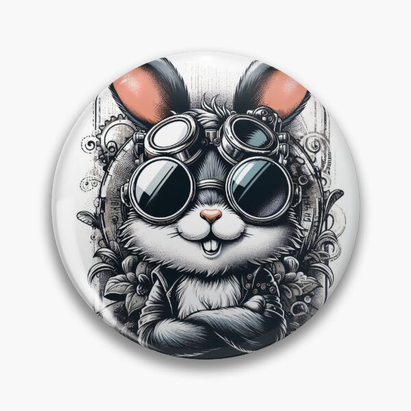 Item preview, rabbit wearing goggles designed and sold by Mechanical-Artt.