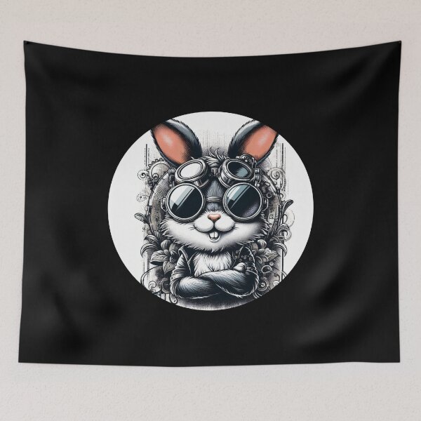 Item preview, rabbit wearing goggles designed and sold by Mechanical-Artt.