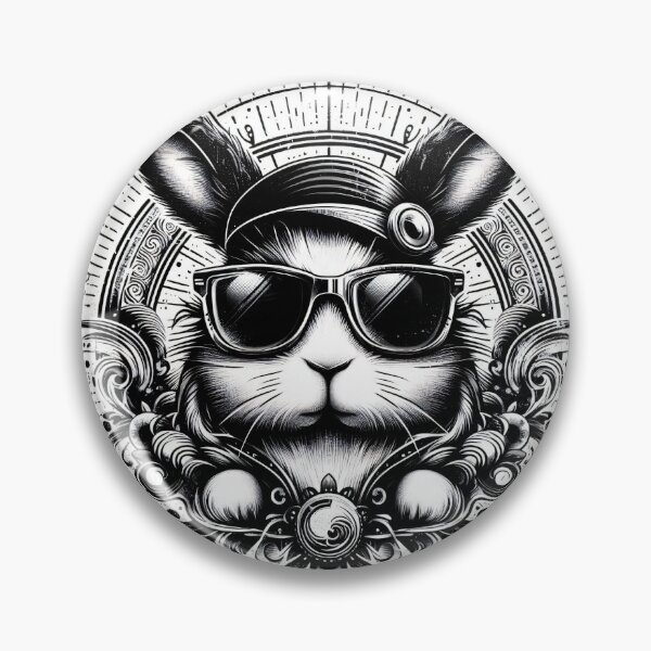 Item preview, black and white rabbit wearing sunglasses designed and sold by Mechanical-Artt.