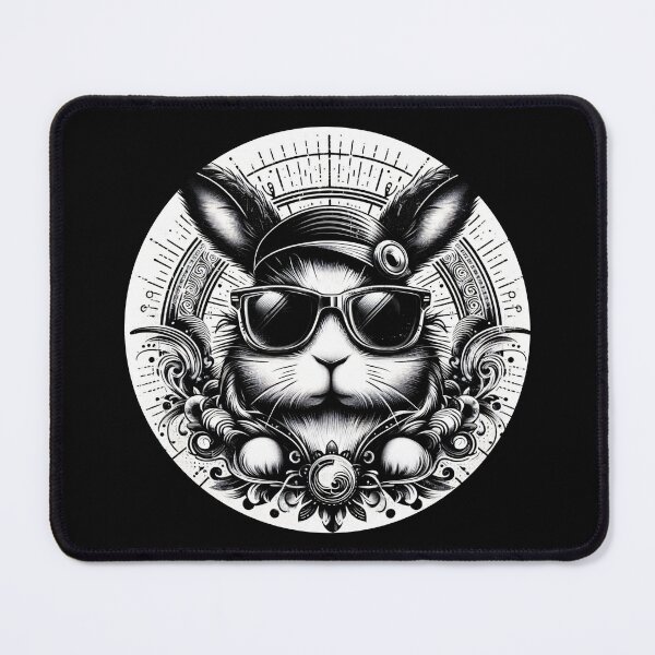 Item preview, black and white rabbit wearing sunglasses designed and sold by Mechanical-Artt.