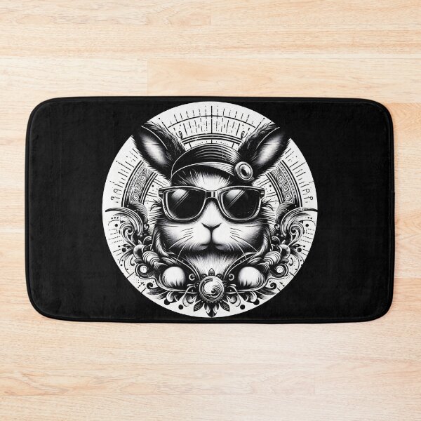 Item preview, black and white rabbit wearing sunglasses designed and sold by Mechanical-Artt.