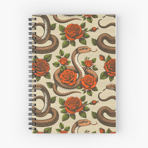 Item preview, Vintage retro dark academia gothic snake and red rose flowers designed and sold by Red-Ink.