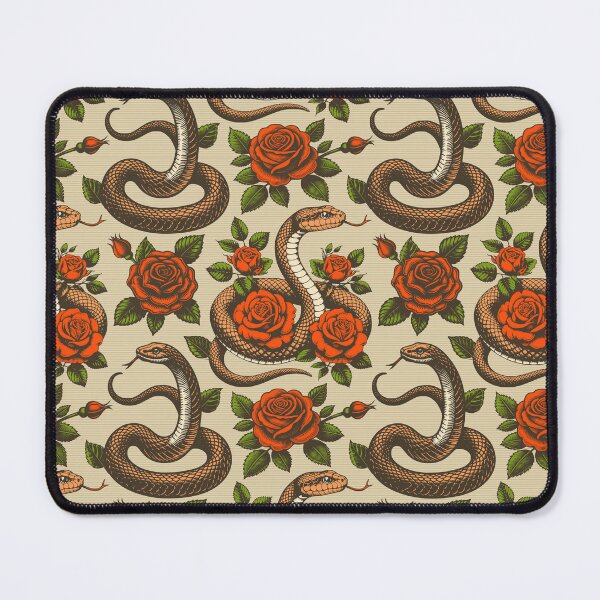 Artikelvorschau, Vintage retro dark academia gothic snake and red rose flowers entworfen und verkauft von Red-Ink.