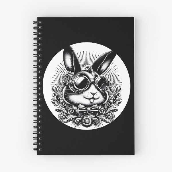 Item preview, black and white rabbit wearing goggles designed and sold by Mechanical-Artt.