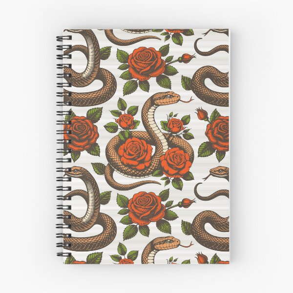 Item preview, Vintage retro dark academia gothic snake and red rose flowers designed and sold by Red-Ink.