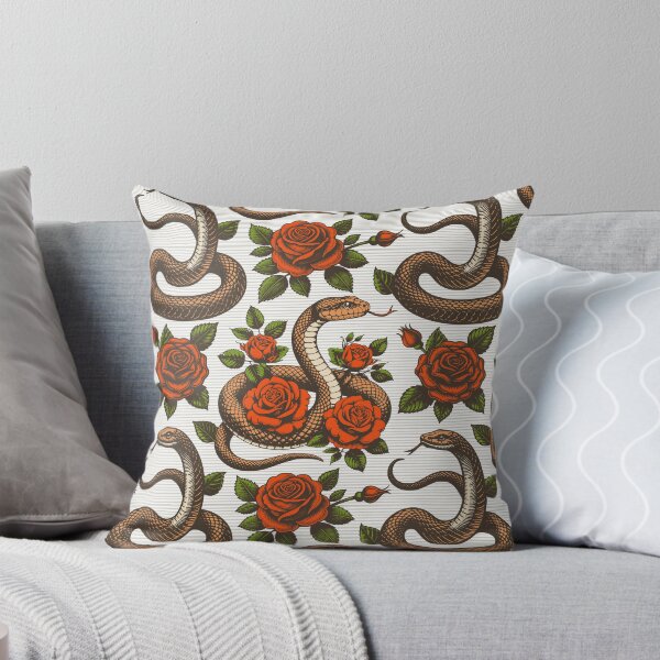 Item preview, Vintage retro dark academia gothic snake and red rose flowers designed and sold by Red-Ink.